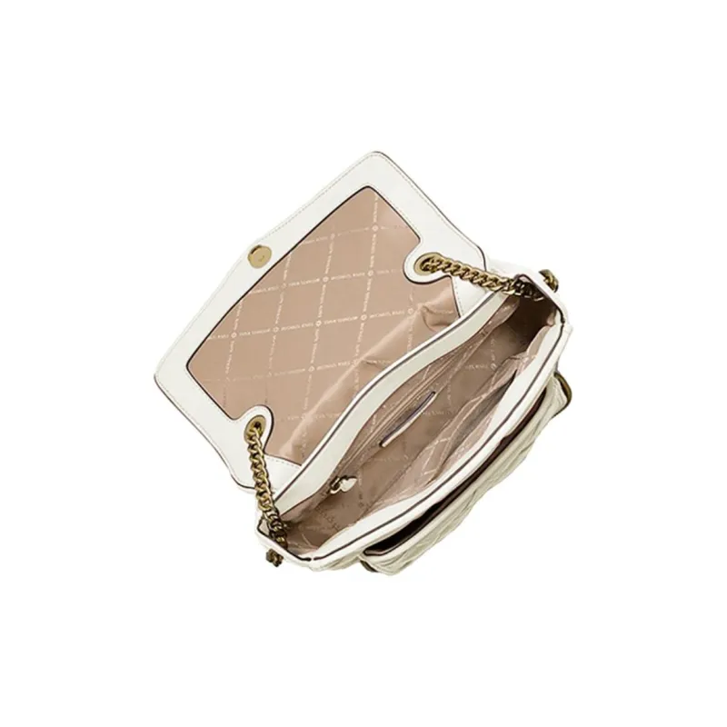 MICHAEL KORS Regina Cow Leather Shoulder Bag, Crossbody Bag Tubas Women's Cream White-6