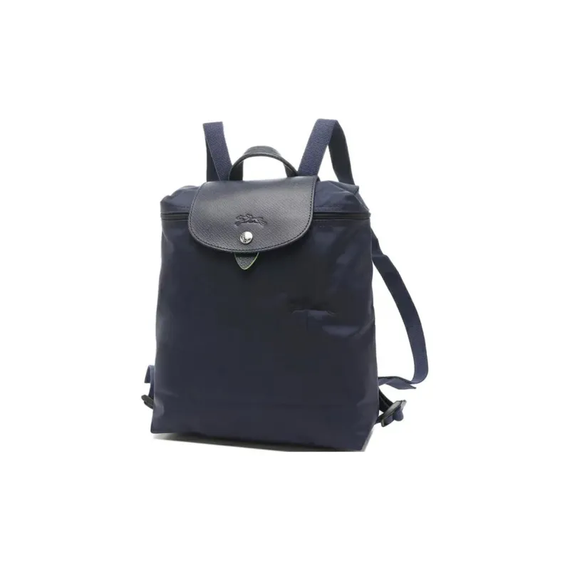 LONGCHAMP Le Pliage Green Recycled Canvas With Leather Trim Backpack Women's Marine Blue-2