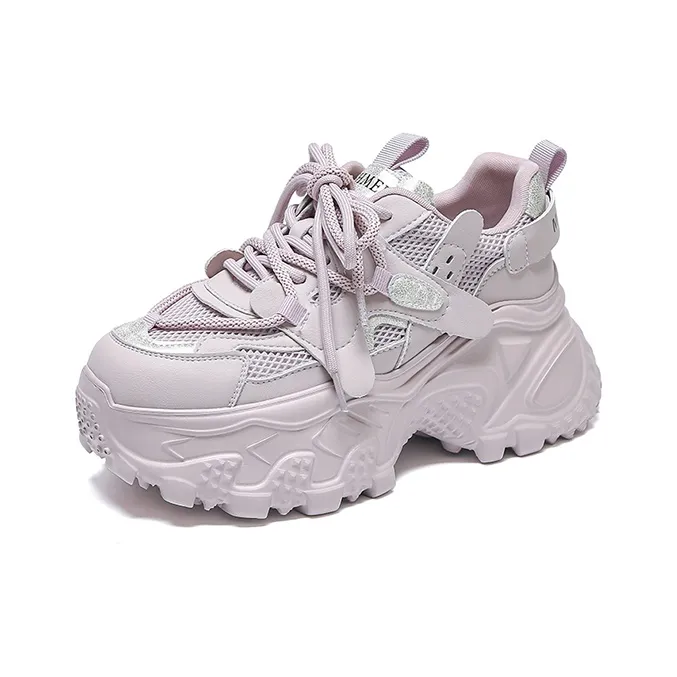WOOS BOBO Breathable Lightweight Height Increasing Low Top Chunky Sneakers Women's-6