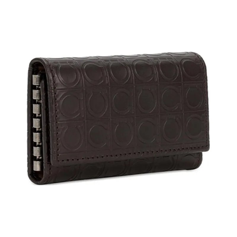 FERRAGAMO Cow Leather Key Clip Unisex Black-1