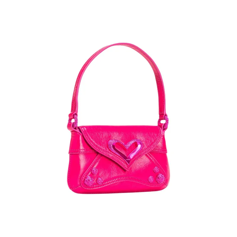 PINKO Cow Leather Handbag Shoulder Bag Small Size Women's Pink-2