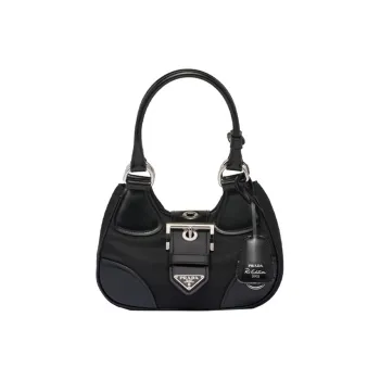 PRADA Moon Re Nylon And Leather Bag Black