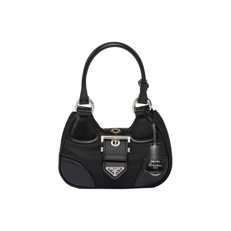 PRADA Moon Re Nylon And Leather Bag Black-0