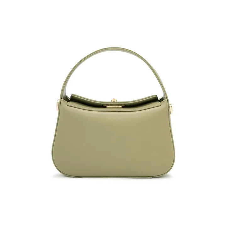 ELLE Leather Crossbody Handbag Small Size Women's Pink/Black/Green-11