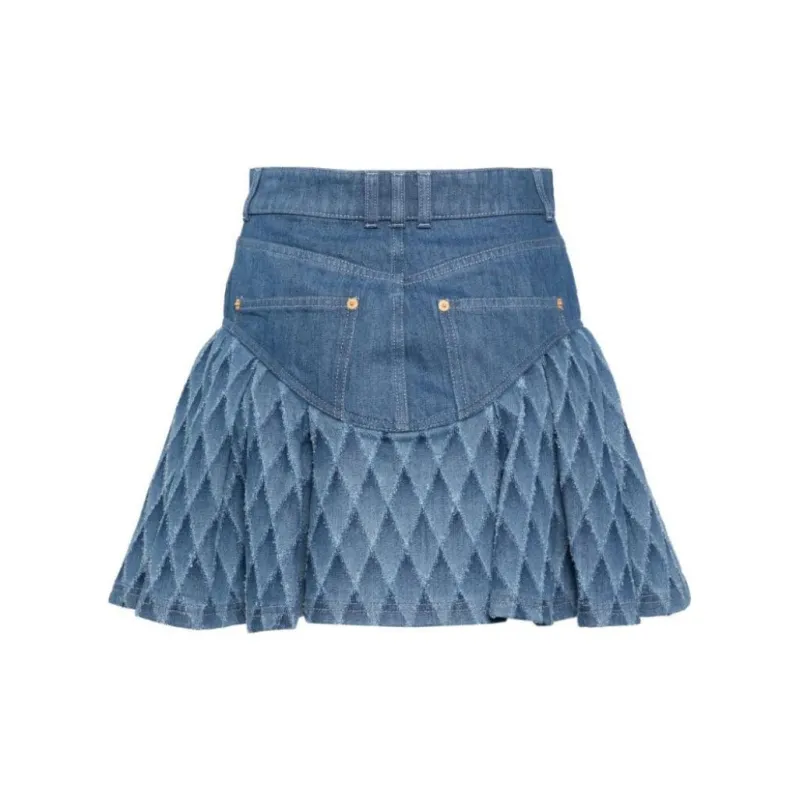 BALMAIN SS24 Casual Short Skirts Women's Blue-1