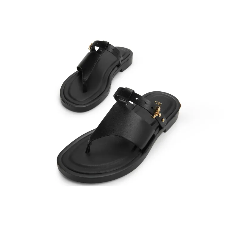 CHARLES&KEITH Flip Flops Women's White/Black-6