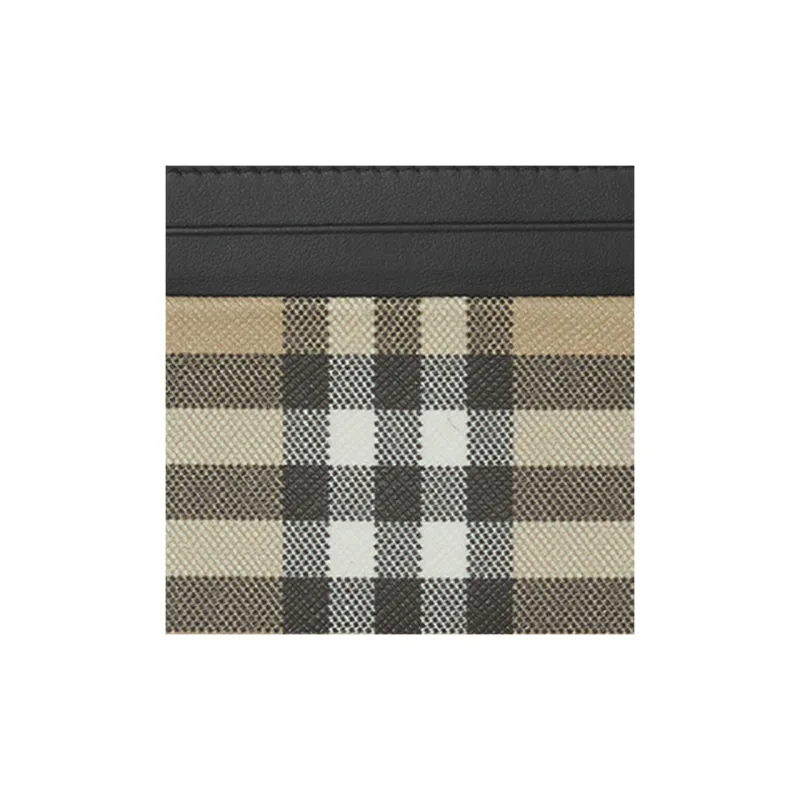 Burberry Canvas Cowhide Card Holder Men's Classic Beige-3