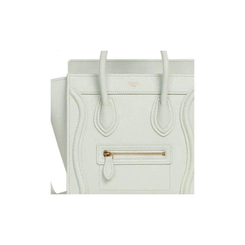 CELINE Luggage Drumhead Calfskin Smile Bag Shoulder Bag Crossbody Bag Handbag Extra Mini Women's Light Green-4