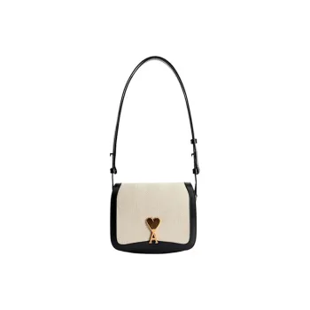 AMIPARIS Cotton Canvas With Smooth Leather Canvas Bag Handbag Shoulder Bag Women's Natural & Black