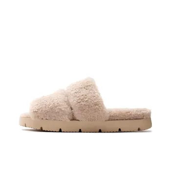 MLB Slipper Cut-Out Odor-Resistant Abrasion-Resistant Slide Slippers Unisex Light Brown