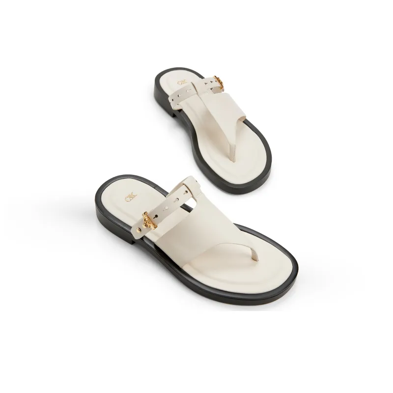 CHARLES&KEITH Flip Flops Women's White/Black-2