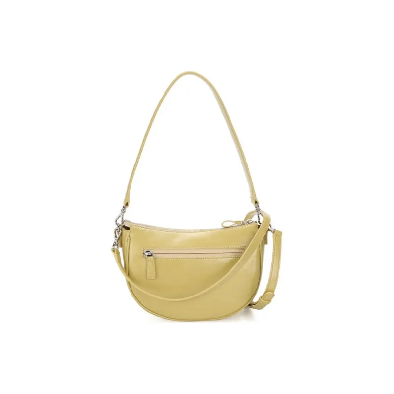 KANGOL Synthetic Leather Crescent Moon Handbag Shoulder Bag Women's Mustard-2