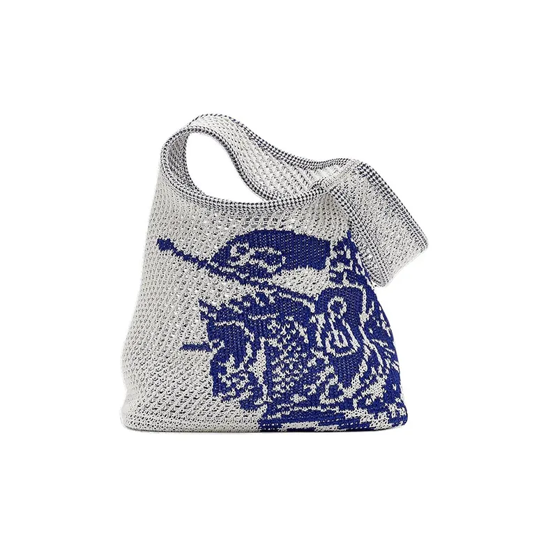 Burberry Fabric Handbag Small Size Unisex White-0