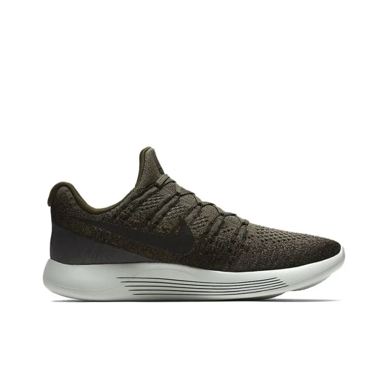 Nike LunarEpic Flyknit 2 Cushioning Wear Resistant Low Top Casual Running Shoes Men's Gray Green-1