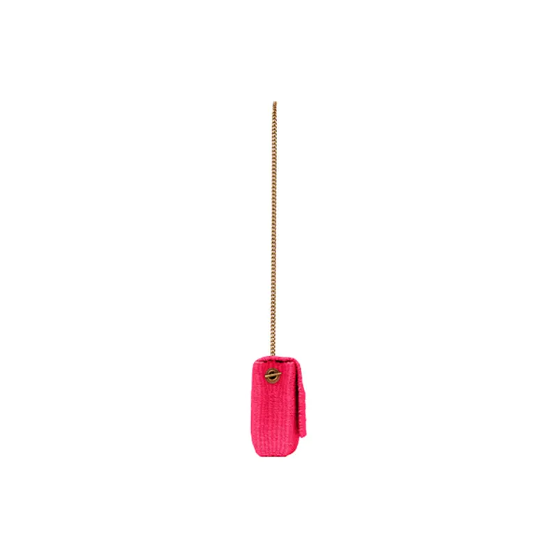 SAINT LAURENT KATE Cow Leather, Textile Chain Bag, Crossbody Bag, Shoulder Bag Women's Neon Pink-2
