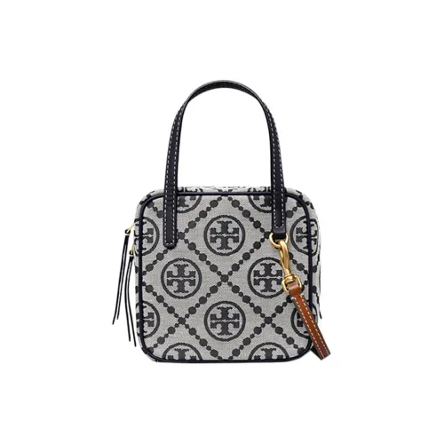 TORY BURCH T Monogram Fabric With Leather Square Bag Handbag Shoulder Bag Crossbody Bag Women's Navy