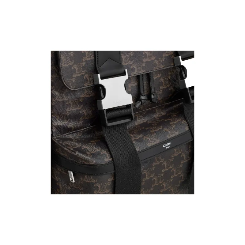 CELINE Leather Trim Backpack Men's Black-4
