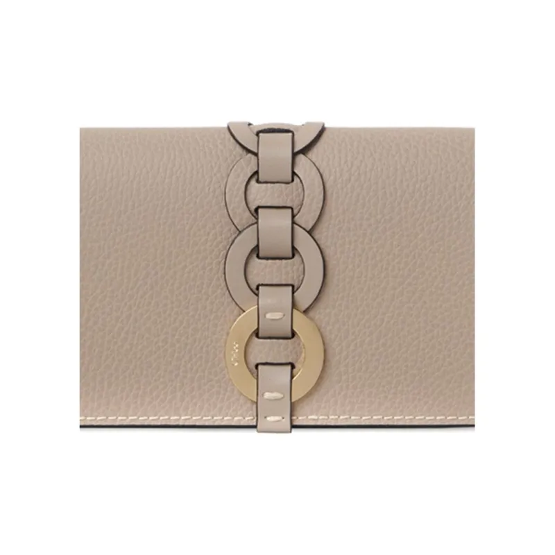 Chloe Grained And Shiny Calfskin Flap Long Wallet Women's Light Brown-3