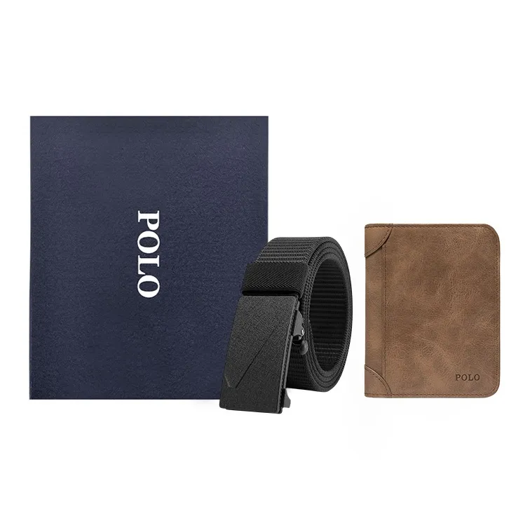 POLO Fabric Canvas Belt Men's Black Width 3.5cm-1