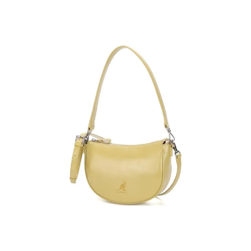 KANGOL Synthetic Leather Crescent Moon Handbag Shoulder Bag Women's Mustard-1