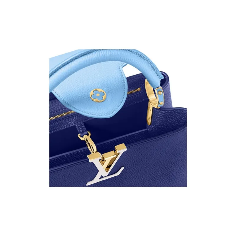 LOUIS VUITTON Capucines Taurillon Leather Capusin Shoulder Crossbody Handbag Medium Size Women's Dark Blue/Light Blue-5