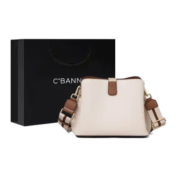 C°BANNER Split Cow Leather With Synthetic Leather Crossbody Bag, Shoulder Bag Women's Milkshake White