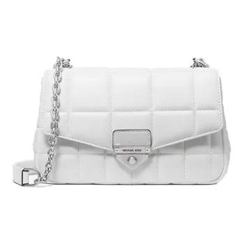 MICHAEL KORS Soho Leather Sheepskin Crossbody Bag, Shoulder Bag Women's Pure White