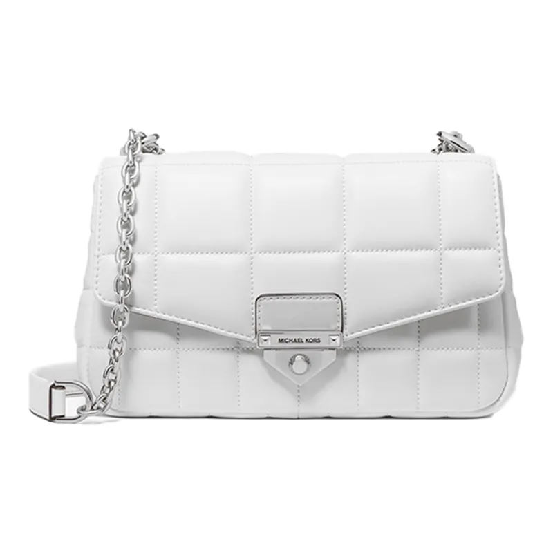 MICHAEL KORS Soho Leather Sheepskin Crossbody Bag, Shoulder Bag Women's Pure White-0