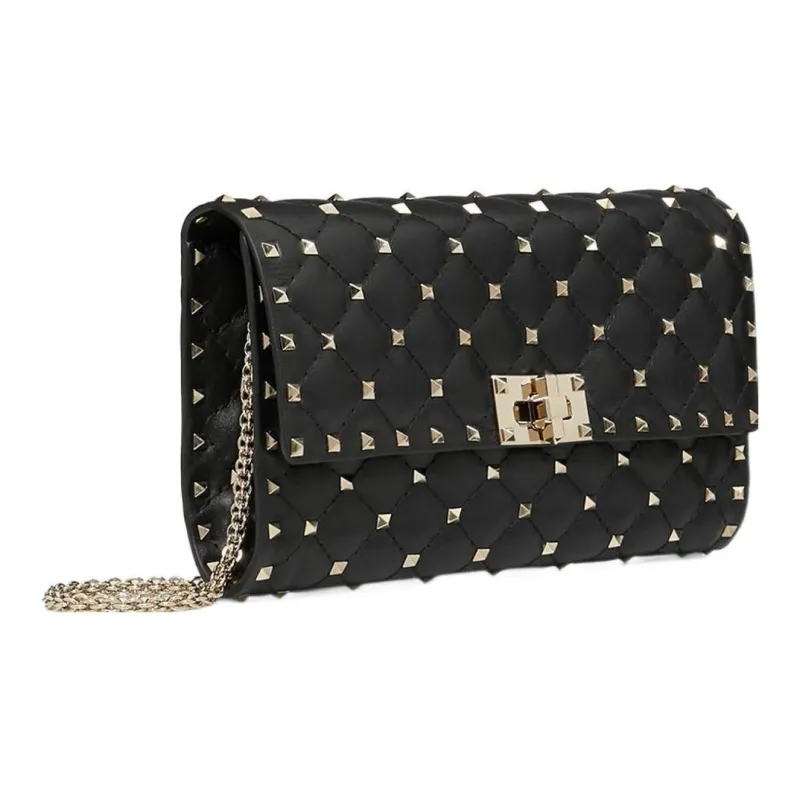 Valentino Quilting Lambskin Shoulder Bag Crossbody Bag Women's Black-1