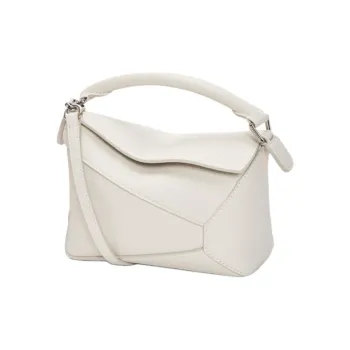 LOEWE Puzzle Soft Grain Calfskin Puzzle Bag, Shoulder Bag, Crossbody Bag, Handbag Mini Women's White