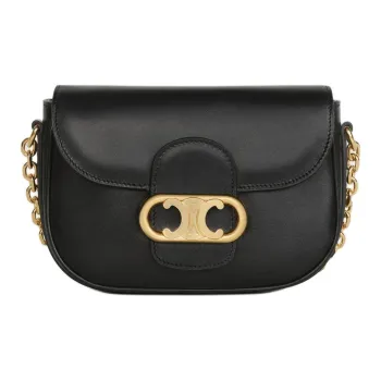 CELINE MaillonTriomphe Shiny Calfskin Crossbody Bag Shoulder Bag Women's Black