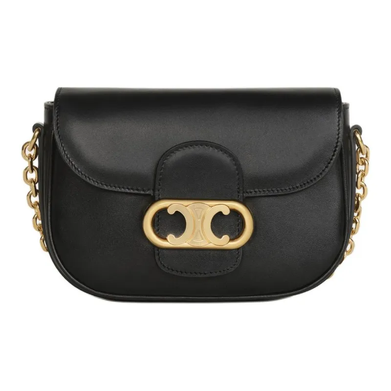 CELINE MaillonTriomphe Shiny Calfskin Crossbody Bag Shoulder Bag Women's Black-0