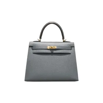 HERMES Kelly Epsom Leather Handbag Women's Y7 Bleu Orage Hurricane Blue