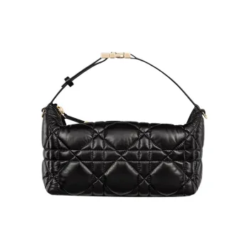 DIOR DiorTravel Cow Leather Handbag Clutch Medium Size Women's Black