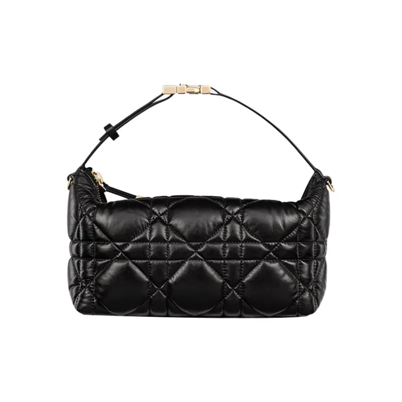 DIOR DiorTravel Cow Leather Handbag Clutch Medium Size Women's Black-0