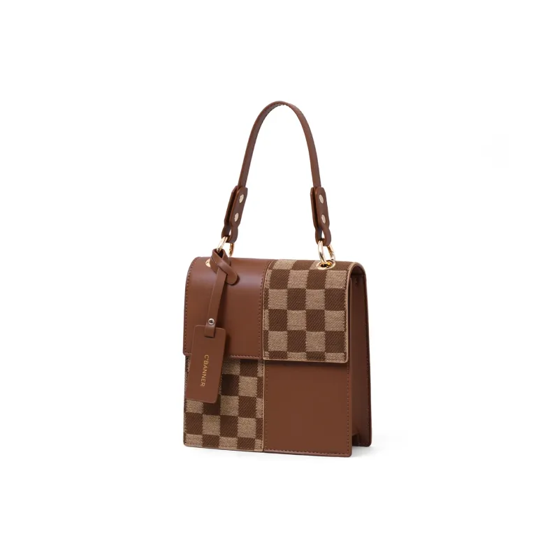 C°BANNER Cow Leather With Synthetic Leather Small Square Bag Shoulder Bag Regular Women's White/Light Blue-5