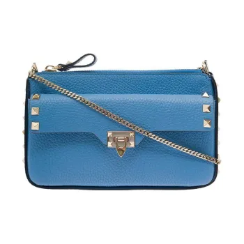 Valentino Rockstud Calfskin Shoulder Bag Crossbody Bag Mini Women's Blue