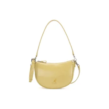 KANGOL Synthetic Leather Crescent Moon Handbag Shoulder Bag Women's Mustard