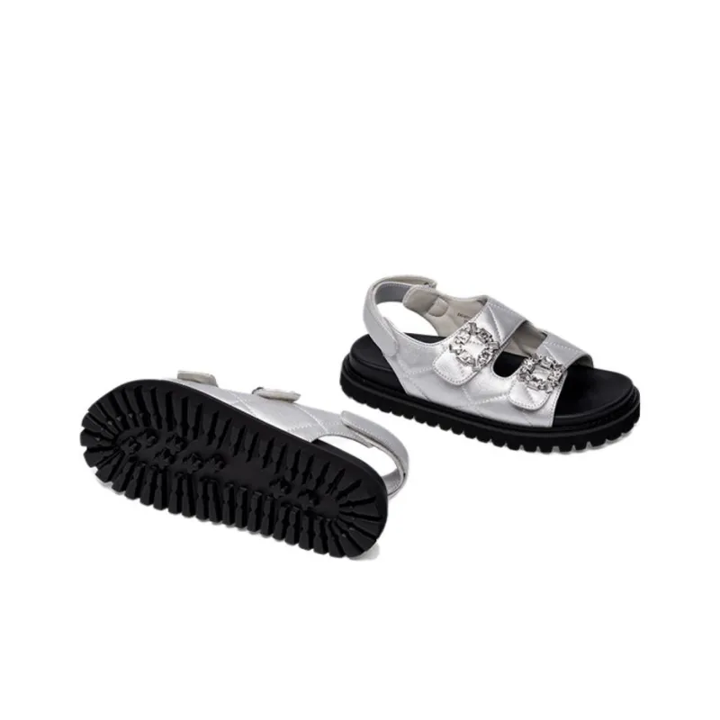 ZSAZSAZSU Beach Sandals Women's Silver-4