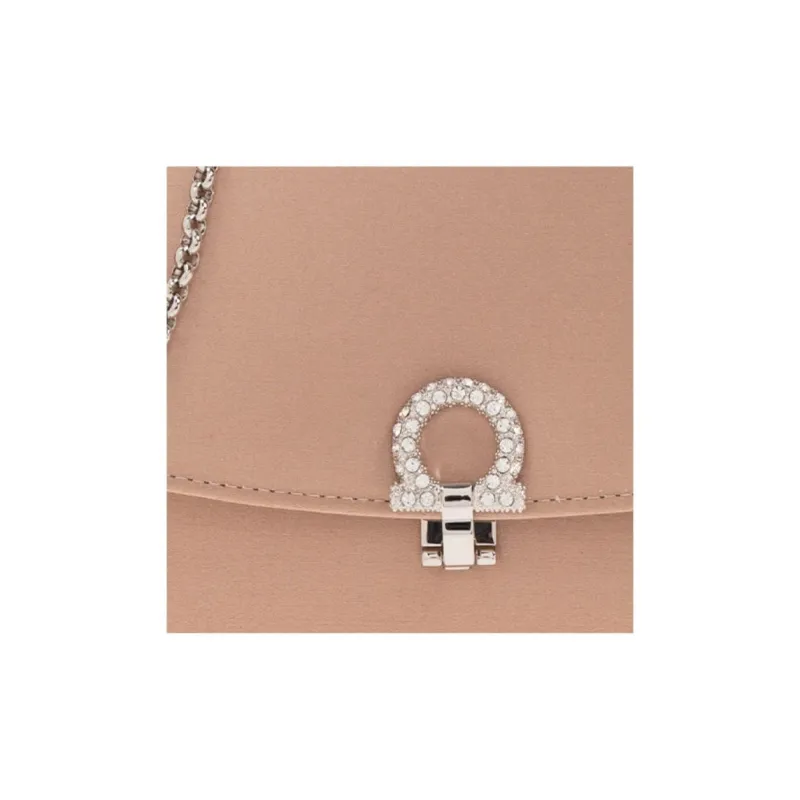 FERRAGAMO Rayon Blend With Silk Clutches Crossbody Bag Shoulder Bag Women's Light Pink-4