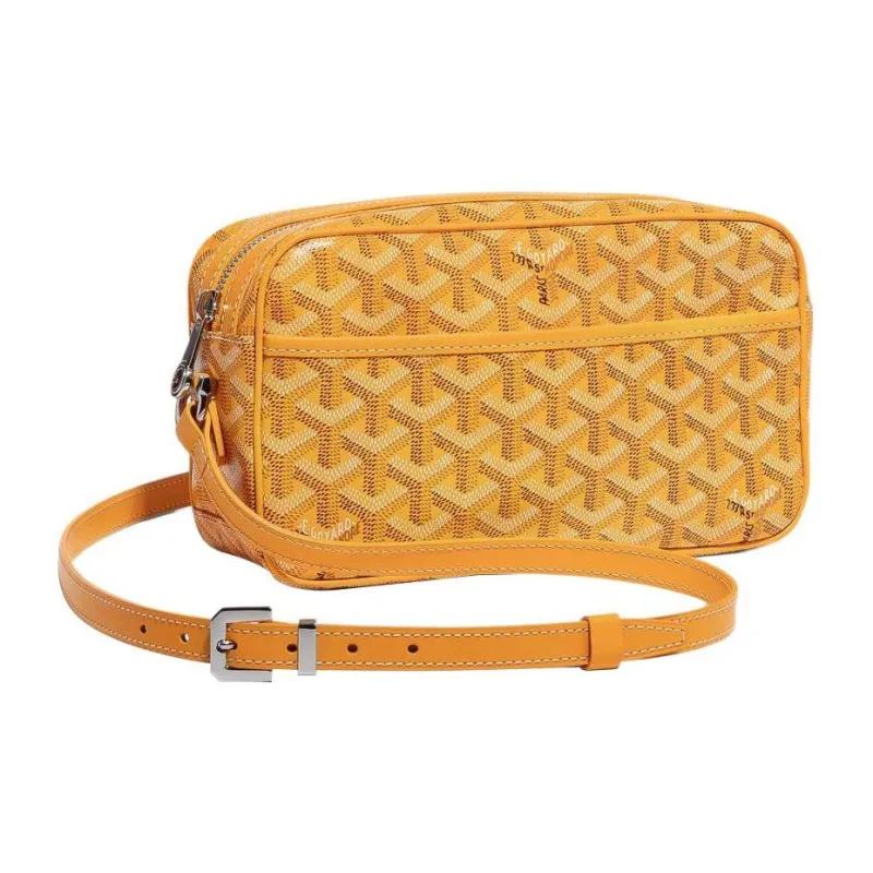 GOYARD Cap Vert Calfskin With Canvas Small Square Bag Shoulder Bag Crossbody Bag Small Size Women's Yellow-1