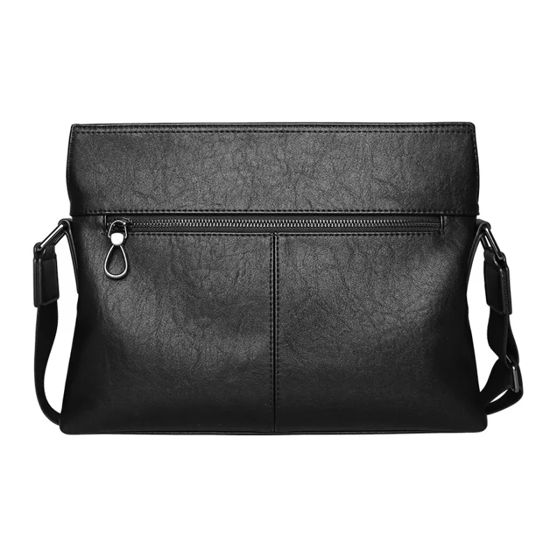 COW Microfiber Synthetic Leather Shoulder Bag Large Size Men's Black-3