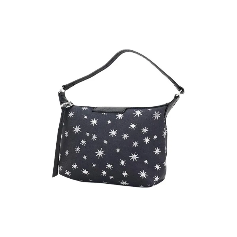 LONGCHAMP Le Pliage Leather Paneled Canvas One Shoulder Handbags Mini Women's Blue & White-2