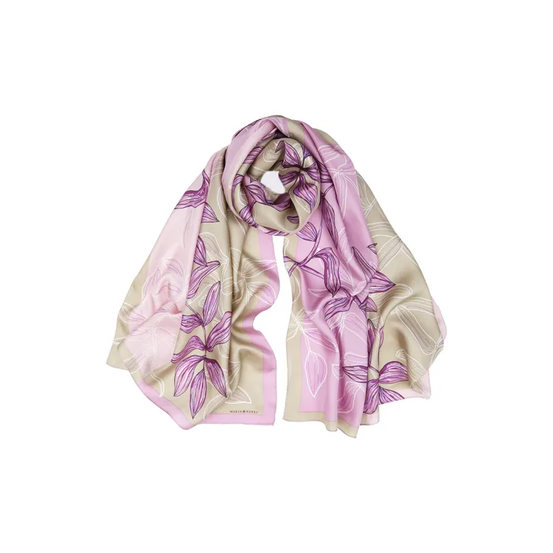 MARJAKURKI Silk Scarf 'Lively Spring Water'+'Peaceful Oasis' Greeting Card Women's-8