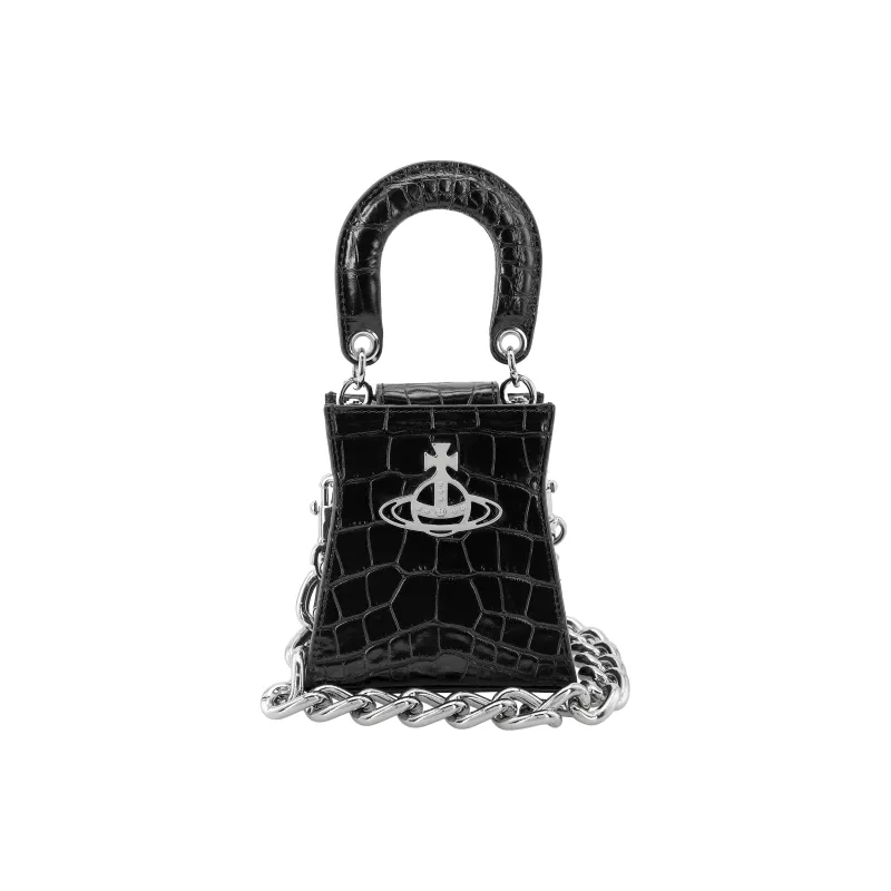 Vivienne Westwood KELLY Cow Leather Shoulder Bag, Crossbody Bag, Handbag Trumpets Women's Black-1