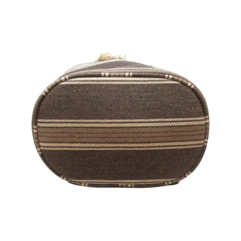 CELINE Canvas Backpack Women's Gray/Brown-4