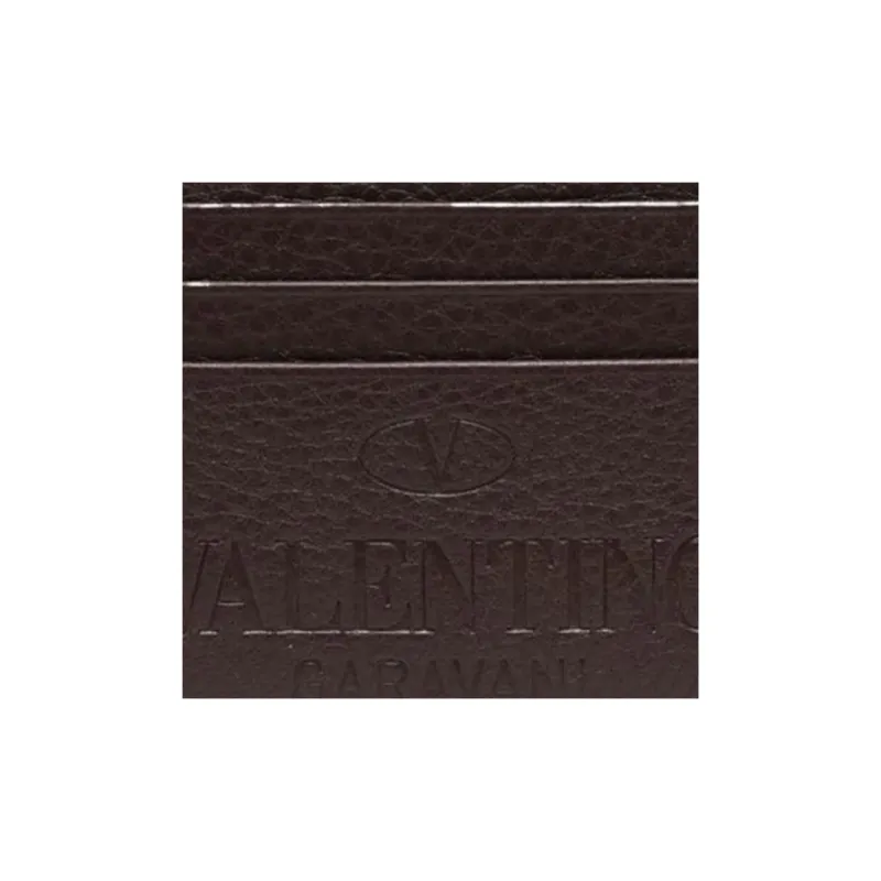 Valentino Calfskin Wallet, Card Holder Men's Dark Brown-3