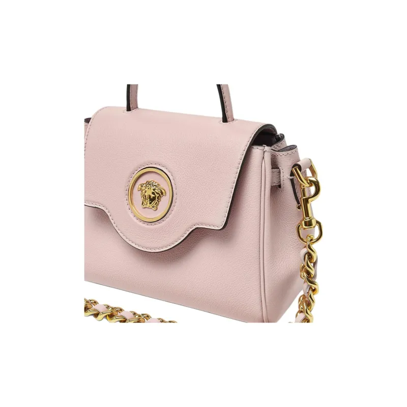 VERSACE La Medusa Cow Leather Shoulder Bag, Crossbody Bag, Handbag Trumpets Women's Light Pink Red-4
