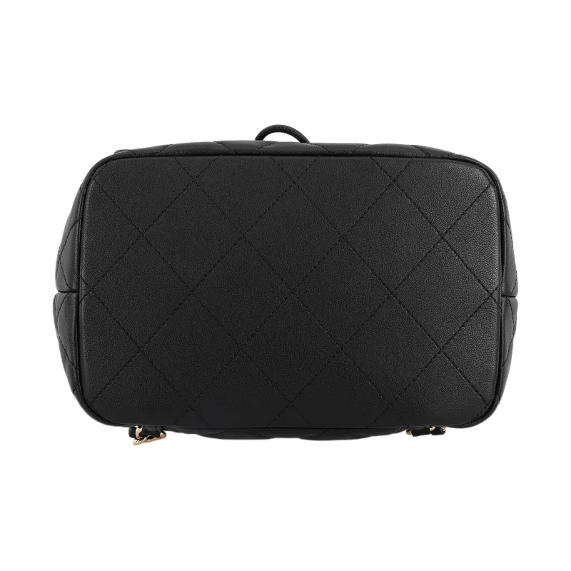 CHANEL Drawstring Two Pocket Backpack Black AS4342-3
