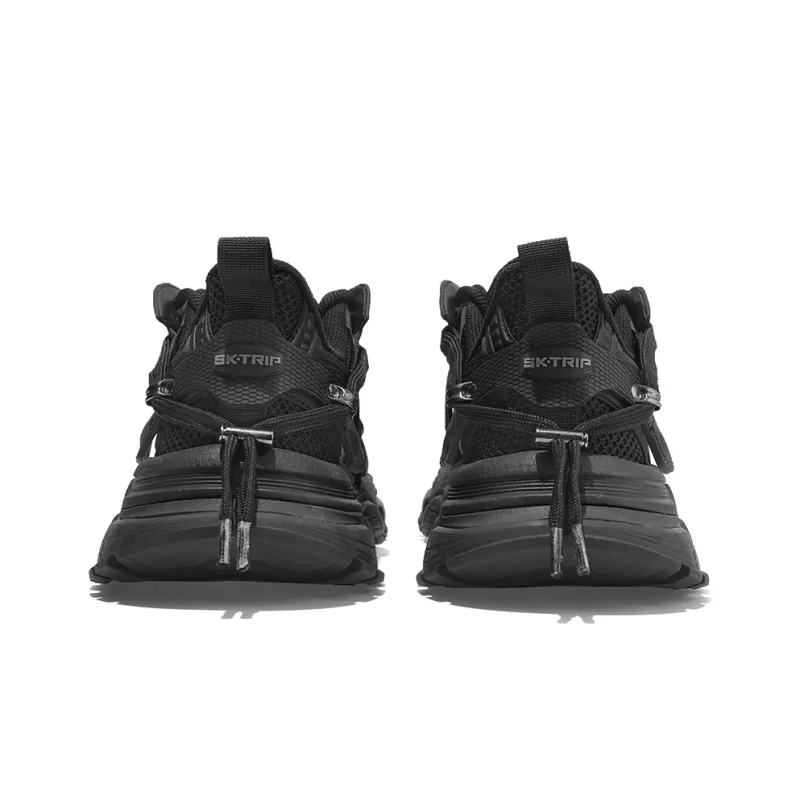 SK.TRIP Crossbow Series Chunky Sneakers Unisex Low Top Jet Black/Phantom Gray/Clear Azure Blue-4